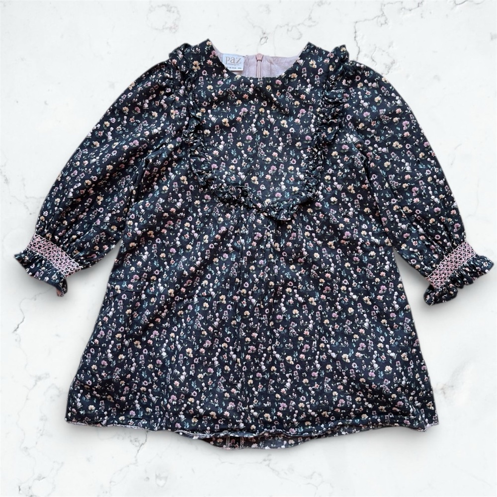 Paz Rodriguez Floral Dark Blue Dress